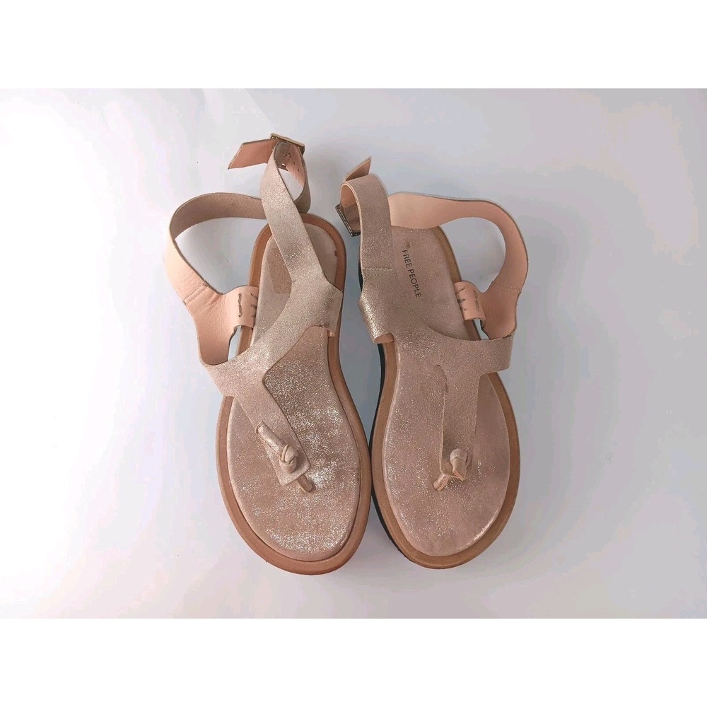 Free People Women's Wrap Platform Sandal Ankle Strappy Toe Thong Rose Gold sz 8